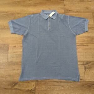 VTG Worn Wash Natural Issue Men's Large Waffle Knit Polo Shirt Garment Dye Faded